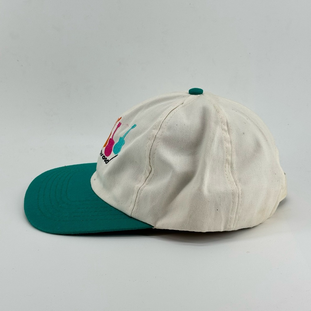 VINTAGE Dollywood Strapback Hat 90s Sewn Embroidered Guitars Dolly Parton Cap - Picture 2 of 7